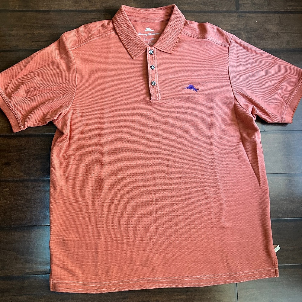 Tommy Bahama Emfielder Short Sleeve Polo Orange Sz Large